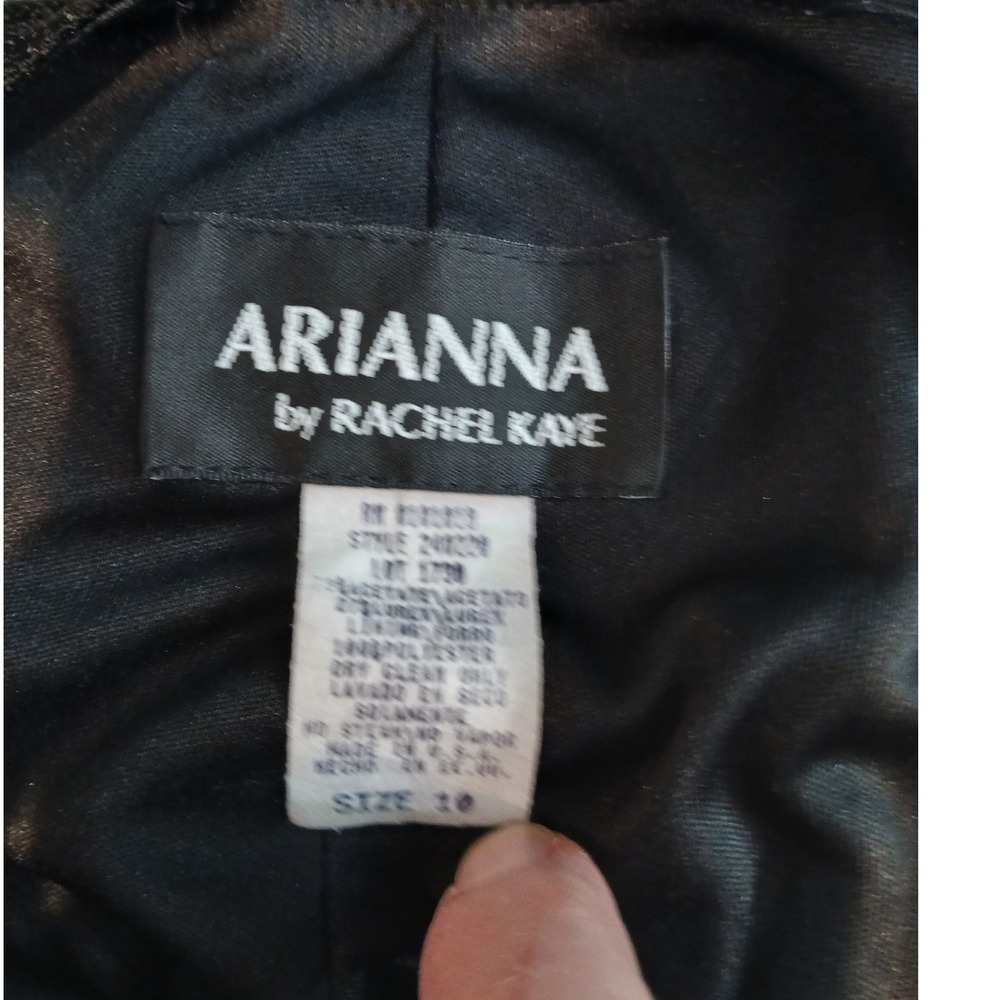 Vtg Arianna Black Sparkle Spaghetti Strap Midi Assymetric Empire Waist sz 10 Y2K - Picture 11 of 12